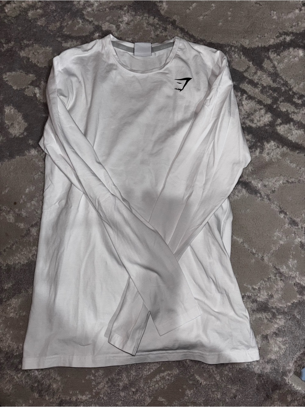 Gymshark White Long Sleeve Logo Tee - Minimal Athletic Fit